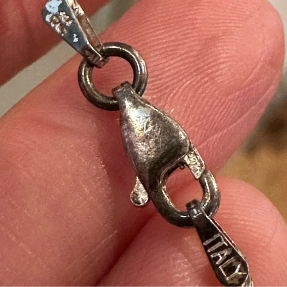 Vintage Old Pawn Zuni Sterling Silver Inlay Thunderbird Pendant Brooch Necklace - Picture 9 of 9